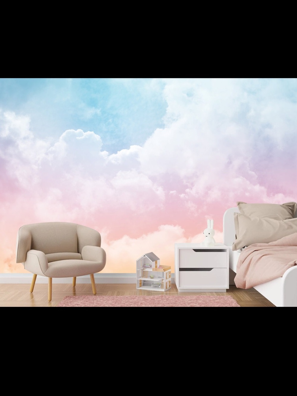 Dreamy Pastel Cloud Peel and Stick Wall Mural - Soft Pink & Blue